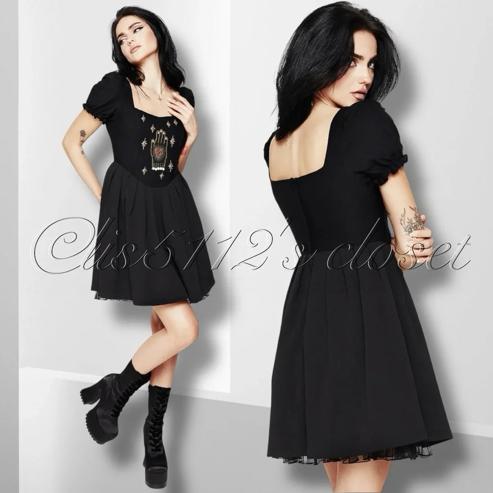 Disturbia Ingrid Embroidered Hand Applique Babydoll Corset Mini Dress Size 14 1X - Picture 16 of 16